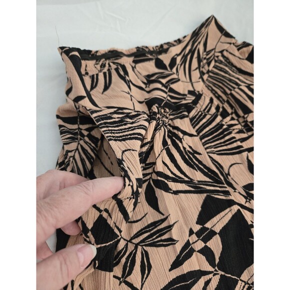 ​Wild Fable S Tropical Print Pants Smocked Waist Black Tan Harem Boho Womens - Picture 2 of 8